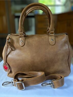 Roots Grace Satchel Crossbody Bag in Tribe Leather Natural Tan